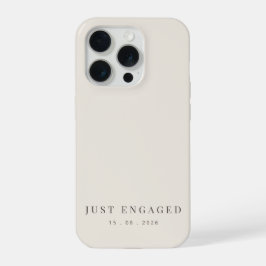 Just Engaged Minimalist Typography Soft Beige iPhone 15 Pro Hoesje