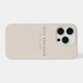 Just Engaged Minimalist Typography Soft Latte iPhone Hoesje (Achterkant horizontaal)
