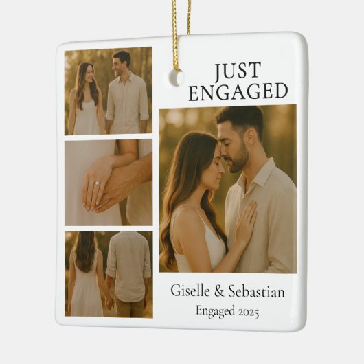 Just Engaged Photo Couple Engagement Christmas Keramisch Ornament (Links)