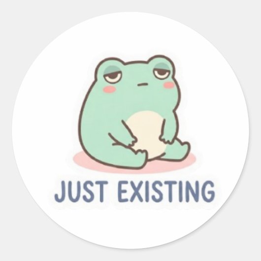 Just Existing Kikker Sticker Schattig Neutrale Kik (Voorkant)