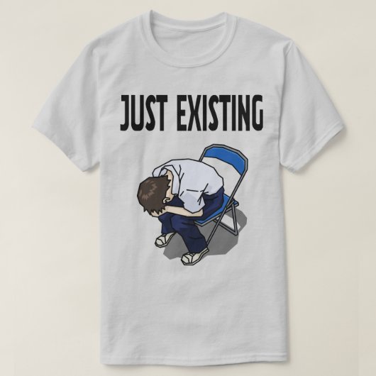 Just Existing Mood – White T-Shirt (Design devant)