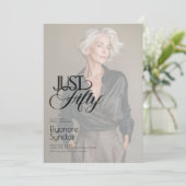 Just Fifty Photo 50th Birthday Party Kaart (Staand voorkant)