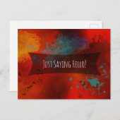 "Just Gezegde Hallo" Red Abstract Digital Art Note Briefkaart (Voorkant / Achterkant)