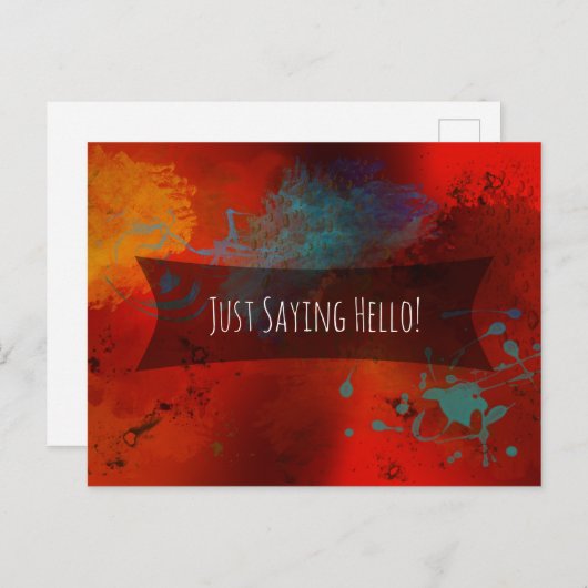 "Just Gezegde Hallo" Red Abstract Digital Art Note Briefkaart (Voorkant / Achterkant)