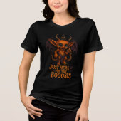 Just Here for the Boooss Halloween Demon Tri-Blend Shirt (Voorkant)