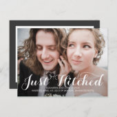 Just Hitched Wedding Aankondigingen - Wit Aankondigingskaart (Voorkant / Achterkant)