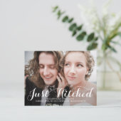 Just Hitched Wedding Aankondigingen - Wit Aankondigingskaart (Staand voorkant)