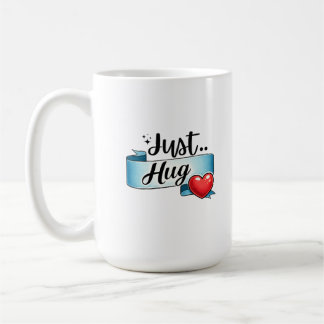 Just Hug Cute Heart Ribbon  Koffiemok