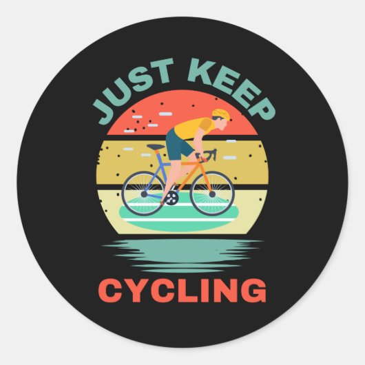 JUST KEEP CYCLING RONDE STICKER (Voorkant)