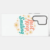 "Just Keep Smiling" with Cheerful Daisies Samsung Galaxy Hoesje (Achterkant horizontaal)