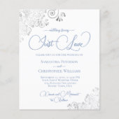 Just Love Blue QR Code BUDGET bruiloft uitnodiging (Voorkant)