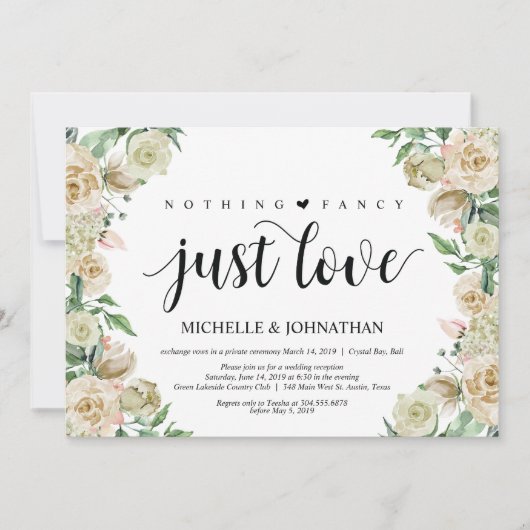 Just love, Elopement Réception Carte d'invitation (Devant)