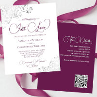 Just Love Magenta QR Code BUDGET Uitnodiging voor