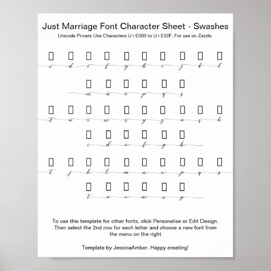 Just Marriage Font Character Sheet Alternates Poster (Voorkant)
