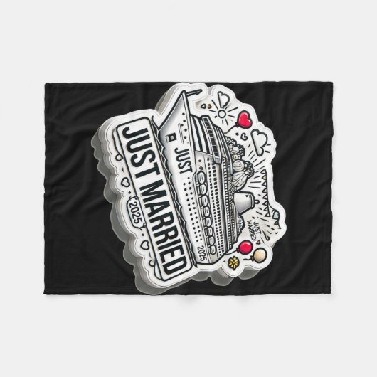 Just Married 2025 Trouwringen Matching paar NE Fleece Deken (Voorkant (Horizontaal))