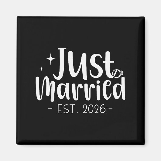 Just Married 2026 Honeymoon Wedding Couples Fiance Magneet (Voorkant)
