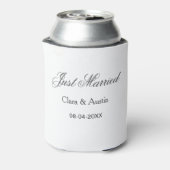 Just Married add couple name date year wedding sim Blikjeskoeler (Blikje Achterkant)