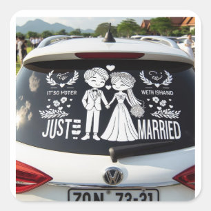 "Just Married" auto sticker stickers voor het paar