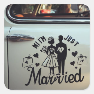 "Just Married" auto sticker stickers voor het paar