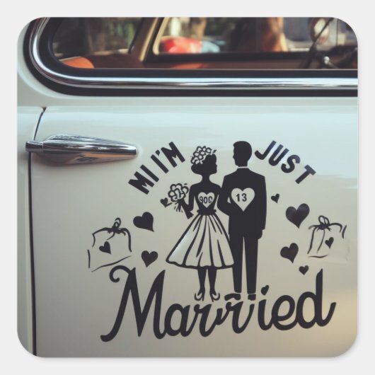 "Just Married" auto sticker stickers voor het paar (Voorkant)