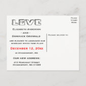 Just Married Black & White Chalkboard Love Wedding Aankondigingskaart (Achterkant)