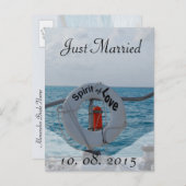 Just Married Boat Wedding Aankondiging (Voorkant / Achterkant)