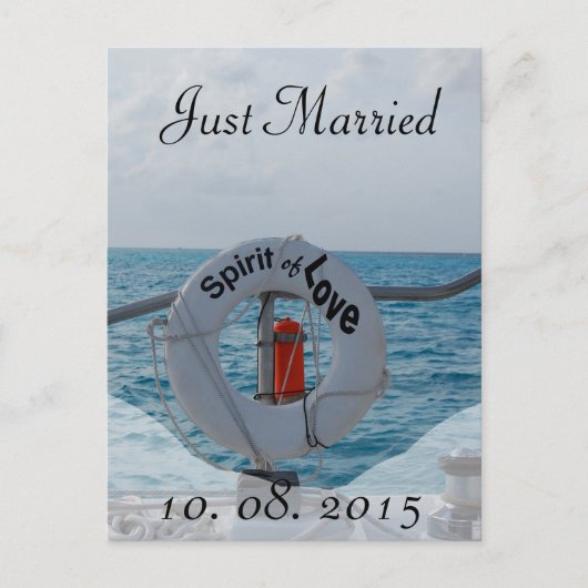 Just Married Boat Wedding Aankondiging (Voorkant)