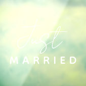Just Married | Bruiloft Classic Elegant Wit Raamsticker (Vel 3)