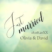 Just Married | Bruiloft Elegant Gepersonaliseerd Raamsticker (Vel 3)