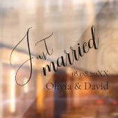 Just Married | Bruiloft Elegant Gepersonaliseerd Raamsticker (Vel 2)