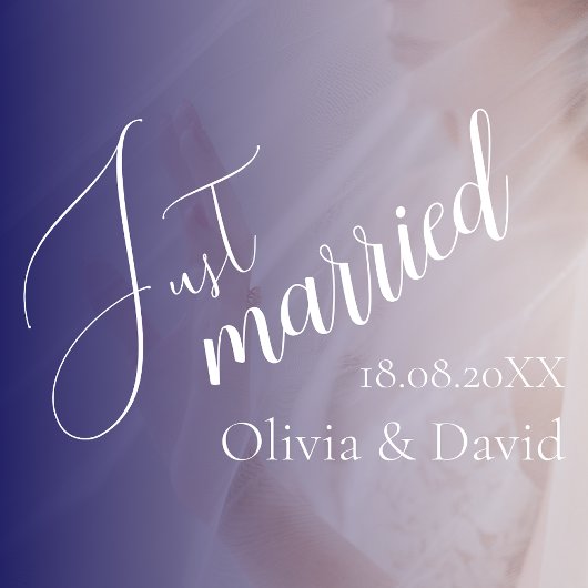 Just Married | Bruiloft Elegant Wit Gepersonalisee Raamsticker