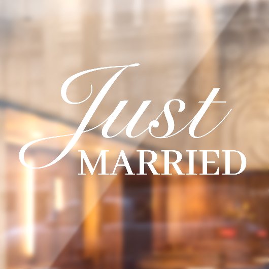 Just Married | Bruiloft Elegant Wit Raamsticker (Vel 2)
