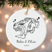 Just Married Custom Couple Names & Wedding Date Keramisch Ornament