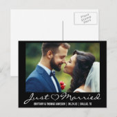 Just Married Heart Wedding Foto Briefkaart (Voorkant / Achterkant)