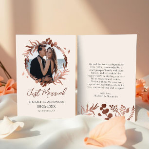 just married Lente bruiloft foto aankondiging