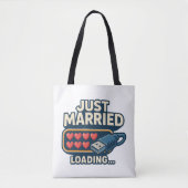 Just Married Loading – Grappige Tech Wedding Draagtas (Voorkant)