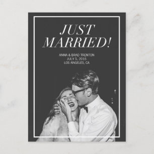 Just Married   Moderne foto bruiloft aankondiging