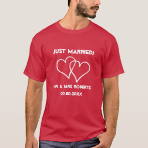 Just Married Mr & Mrs t shirt voor pasgetrouwden