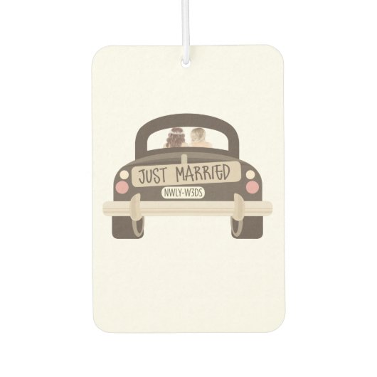 Just Married - newly weds - lesbian wedding gift Luchtverfrisser (Voorkant)