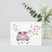 Just Married Pink Wedding Aankondiging Post Kaart (Staand voorkant)