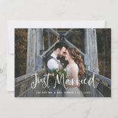 Just Married | Rustisch script foto-ontwikkeling Aankondiging (Voorkant)