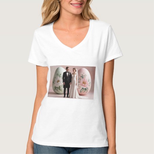 Just Married - Schattigee bruid en bruidegom T-shirt (Voorkant)