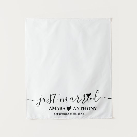 Just Married Script Fabric Car Banner Wedding Sign Wandkleed (Voorkant)