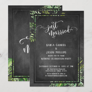 Just Married Script Greenery Boeket & Krijtbord Kaart