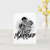 Just Married - Spooky Halloween bruid en bruidegom Kaart (Gele Bloem)
