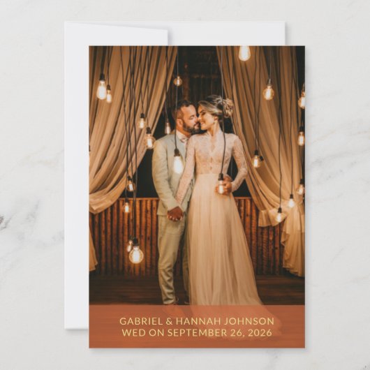 Just Married Voeg foto bruiloft aankondiging Kaart (Achterkant)