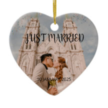 Just Married Wedding Favoriet Ornament Gift Foto