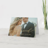 Just Married Wedding Photo Folded Announcement Aankondiging (Voorkant)