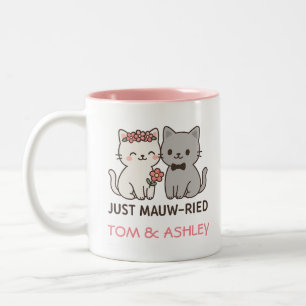 Just Mauw-ried – Schattigee Trouwkatten Cadeau Tweekleurige Koffiemok
