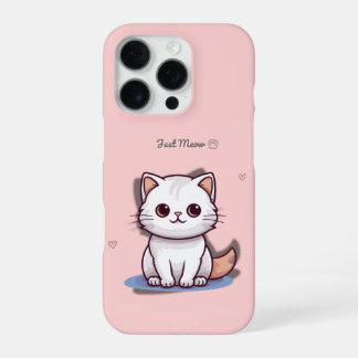 Just Meow Cute White Kitten Phone Case | Pink  iPhone 16 Pro Hoesje